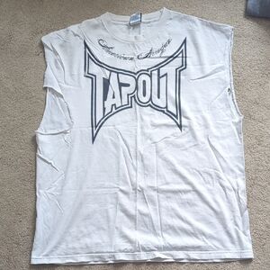 Vintage Cutoff Tapout White Sleeveless Shirt